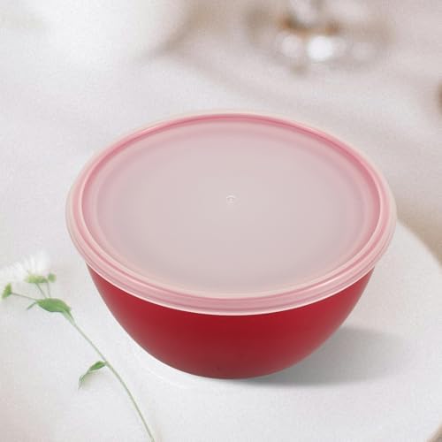 4pcs Pink Thickened Plastic Salad Bowls with Lids Food Storage and