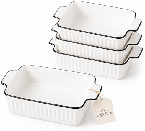 12 Oz Casserole Dish, Ceramic Baking Dishes Sets of 4, Small Casserole