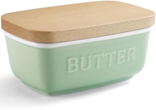ALELION Ceramic Butter Dish with Lid for Countertop, Butter Keeper for