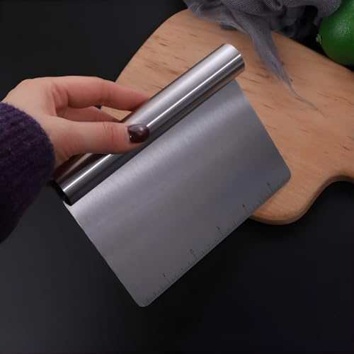 Stainless Steel Dough Cutter with Scale, Bench Scraper Pastry Spatula