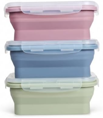 Silicone Food Containers, 3-Pack 550ml Collapsible Food Storage