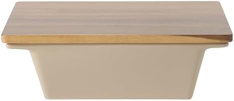 Gibson Elite 2-Quart 10" x 8.5" Stoneware Baking Dish with Acacia Wood
