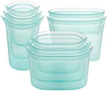 Zip Top Reusable Food Storage Containers Full Set of 8 Teal – Platinum
