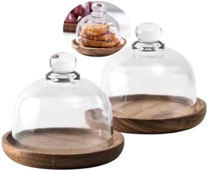 Rikyo 2 Sets Mini Cake Stand,Cake Plate Server Platter with Dome