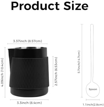 IKAPE Espresso Milk Pitcher, 15.04/450ml Milk Frothing Jug without
