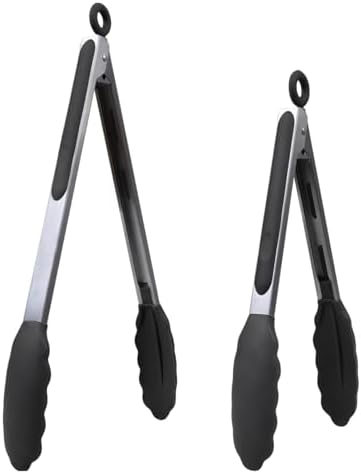 Kitchen Tongs with Non-Stick Silicone Tips, 9 and 12 Inch