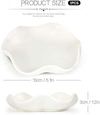 5.12 Inch Spoon Rest for Stove Top, White