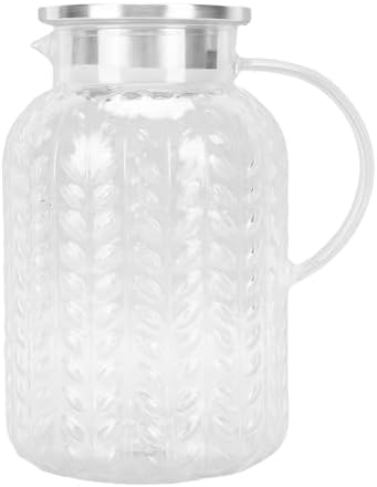 GOWENIC 1.8L Water Pitcher with Lid and Handle, Acrylic Heat Proof