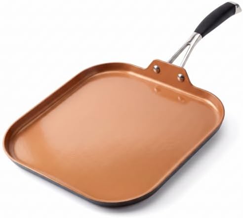 NutriChef Copper Pan Non-Stick Coating Inside, Hard-Anodized Look Heat