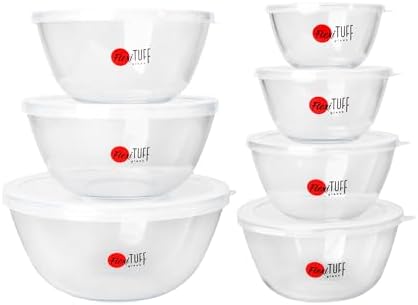 14pcs Set Salad Bowls (7 Airtight & 7 Lids) | Clear Salad Mixing Bowl