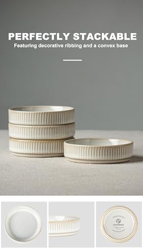 famiware Soy Sauce Dish, 4oz Dipping Bowls Set of 6, Cappuccino White