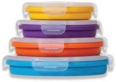 Flat Stacks Collapsible Storage Containers | Set of 4 Round Silicone