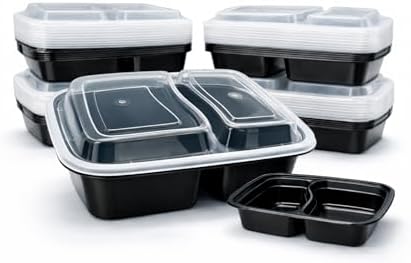 4U'LIFE 28 oz Meal Prep Containers, 12 Pack, 2-Compartment Bento Boxes
