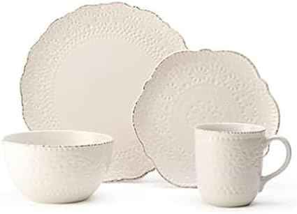 Pfaltzgraff Chateau Cream 16-Piece Stoneware Dinnerware Set, Service for 4, Off White