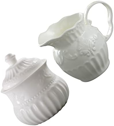1 Set 2pcs Ceramic Milk Jug Glass Terrarium with Lid Glass Sugar Bowl