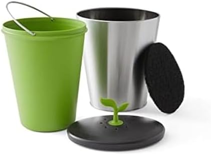 Chef'n EcoCrock Compost Bin, 3.3 Liter, Steel Gray