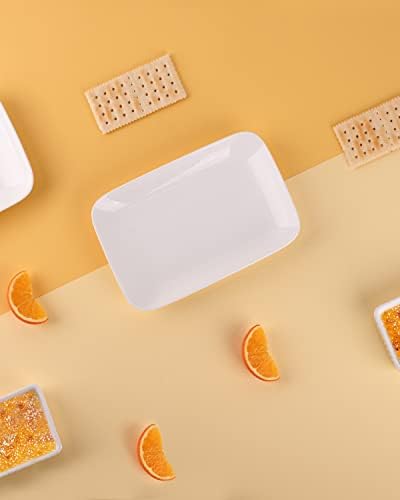 DELLING 8 Inch Rectangular Appetizer Plates Set of 6, Porcelain Salad