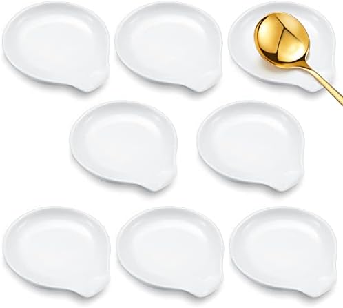 Irenare 8 Pcs Ceramic Spoon Rest for Stove Top, 3.74 Inch, White
