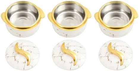 3 Piece Thermal Serving Bowl Set, Insulated Stainless Steel, Lids, Hot Cold