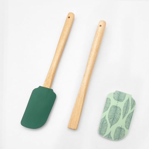 Silicone Spatula Set – 2-Piece Wooden Handle Spatulas for Baking
