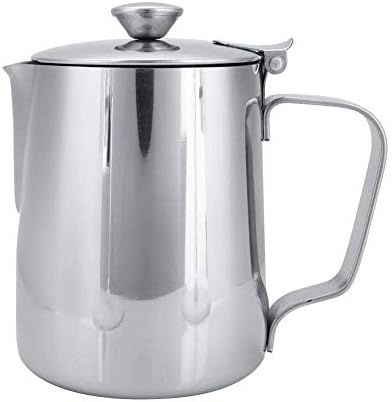 Stainless Steel Coffee Cup Mug Milk Frothing Pitcher Jug with Lid for