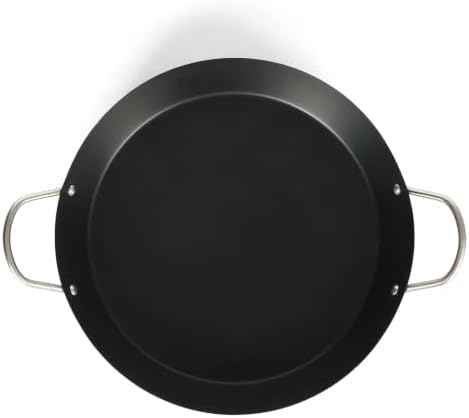 16 Inch Carbon Steel Nonstick Paella Pan, Wide Flat Base Skillet With