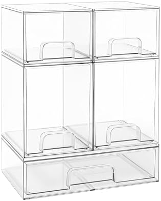 Baby Bottle Organizer Stackable, Acrylic Storage Drawers 5 pack with