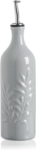 Sweejar Large Ceramic Olive Oil Dispenser Bottle, 24 Oz Relief Opaque