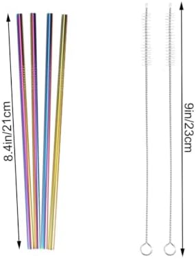 Drinking Straws for Tumblers Reusable Set 8pcs Rainbow Stainless Steel