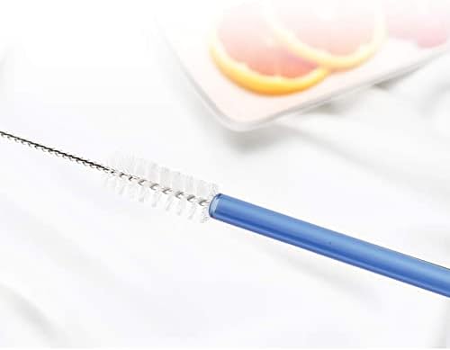 JASHII Pink Reusable Straight Glass Straws, Set of 8 with Clean Brush