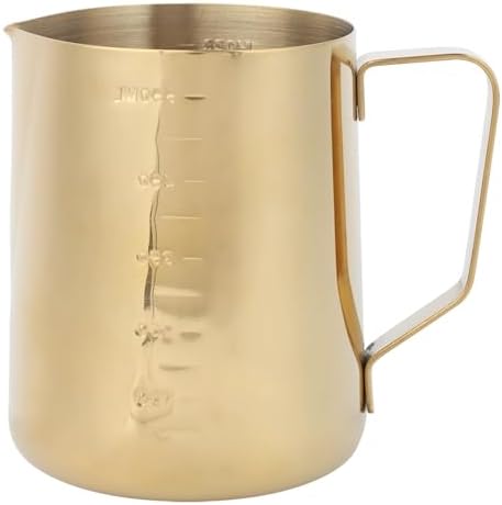 Milk Frothing Pitcher 600ML Stainless Steel Gold with Scale