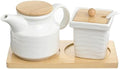 Ceramic Sugar and Creamer Set with Tray,12oz Cream Pitcher,7.5oz Sugar
