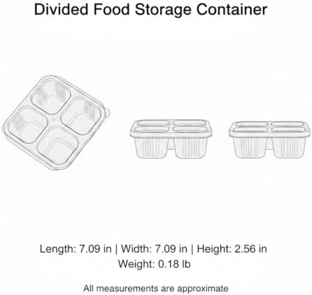 Home Organizers 4-Compartment Snack Box with Lid, Divided Dry Food