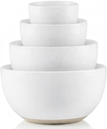 KooK Mixing Bowls, Ceramic Nesting Bowls, Stoneware Kitchen Bowls, For