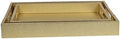 Set of 2 Wood Serving Tray with Gold Polished Metal Handles, Home