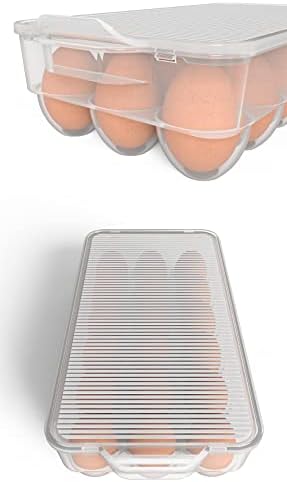 Clear Covered Egg Holder 3-Pack, Plastic Egg Storage for Refrigerator