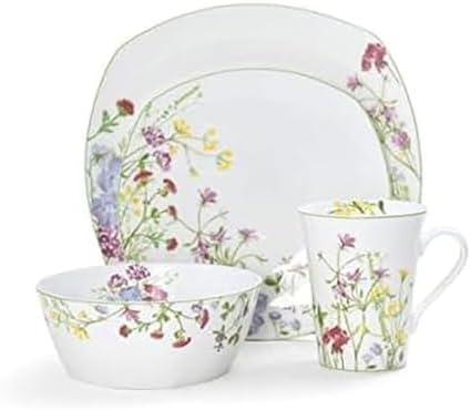 Mikasa Wildflower Garden Dinnerware Set, 16-Piece Bone China Dishes