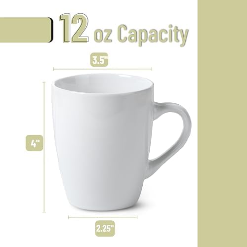 BTaT- White Coffee Mug Set, 12 Pack, 12oz, Ceramic Coffee Cups