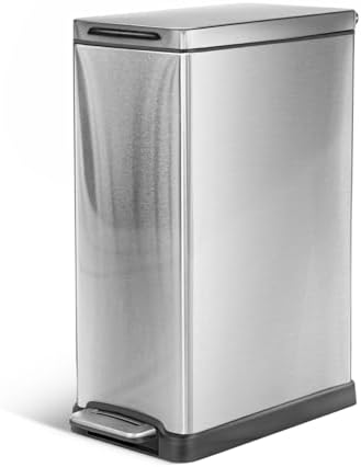 Home Zone Living 12 Gallon Kitchen Trash Can, Slim Fit Design