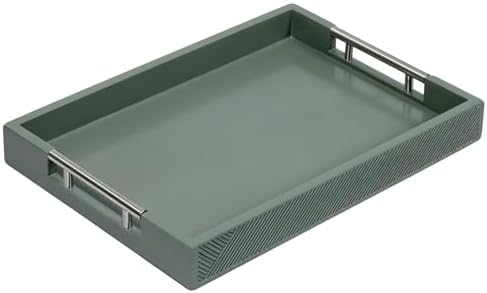 Serving Tray with Polished Metal Handles, 16.5''x12'' Rectangle Coffee