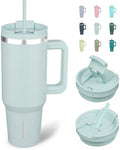 BJPKPK 40 oz Insulated Tumbler with Handle & Straw, Stainless Steel