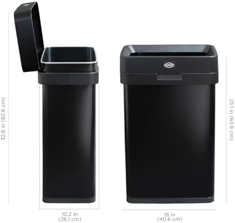 Clorox Slim Open Top Trash Can, 13 Gal, Matte Black