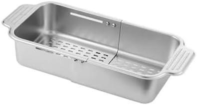 Stainless Steel Extendable Colander Strainer, Metal Washing Basket for