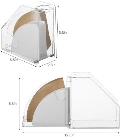Coffee Filter Holder With Lid - Acrylic Paper Dispenser Rack Storage