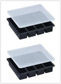 LONGFITE Large and Long Ice Cube Tray 2 Pack Silicone Freezing