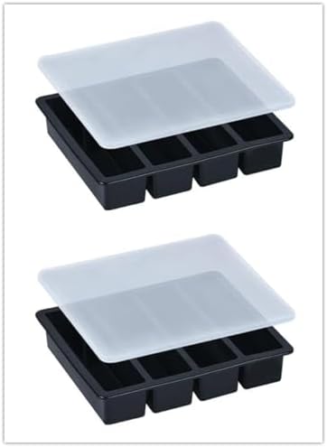 LONGFITE Large and Long Ice Cube Tray 2 Pack Silicone Freezing