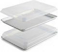 Pack of 2,Half Size Sheet Pan with Cover Set, 13 x 18 Inch Aluminum