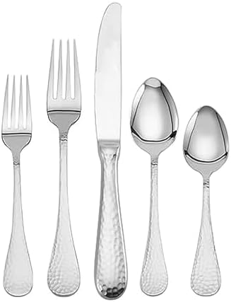Wallace W4486510 Continental Hammered 65-Piece Stainless- Silver Steel
