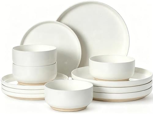 Umite Chef Dinnerware Set for 4, 12 Pieces Plates and Bowls Set
