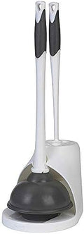 Clorox Toilet Plunger and Brush Set, White and Gray
